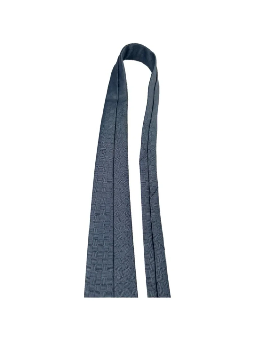 Yves Saint Laurent YSL Neck Tie Blue Logo Geometric Silk Italy W: 3.5” L: 56”